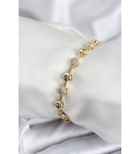 Pirinç VIP Seri Gold Renk Topçuk Model Kadın Bileklik - TJ-BB7923