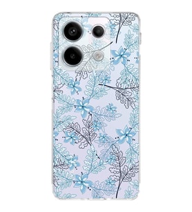 PrintiFy Xiaomi Redmi Note 13 Pro 5G Uyumlu Kamera Korumalı Floral Mavi Tasarımlı Kılıf
