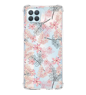 PrintiFy Oppo Reno 4 lite Uyumlu Köşe Korumalı Floral Kırmızı Tasarımlı Şeffaf Silikon Kılıf