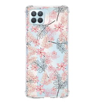 PrintiFy Oppo Reno 4 lite Uyumlu Köşe Korumalı Floral Kırmızı Tasarımlı Şeffaf Silikon Kılıf