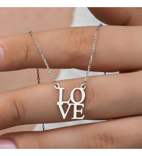 Love Yazılı 925 Gümüş Kolye