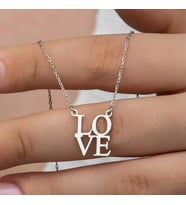 Love Yazılı 925 Gümüş Kolye