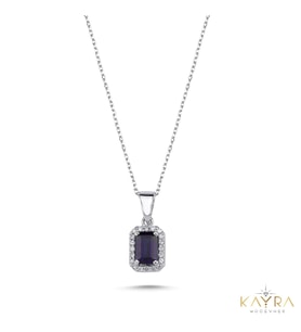 Kare Safir ve Pırlantalı Kolye PÇK62