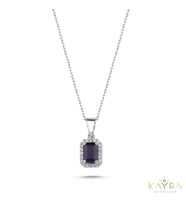 Kare Safir ve Pırlantalı Kolye PÇK62