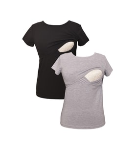 LuvmaBelly MYRA2501_2503 Emzirme tshirt seti (Siyah-Gri)