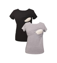 LuvmaBelly MYRA2501_2503 Emzirme tshirt seti (Siyah-Gri)