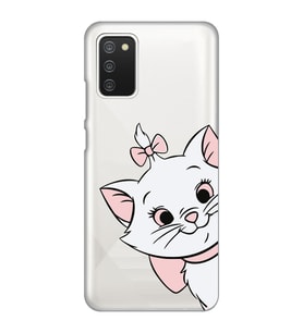 Samsung Galaxy A02S Uyumlu Marie Kedicik Desenli Şeffaf Telefon Kılıfı