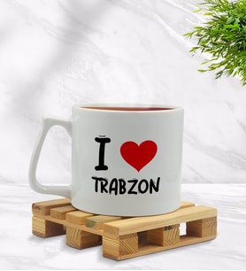 BK Gift I Love Trabzon Tasarımlı Middle Beyaz Kupa Bardak