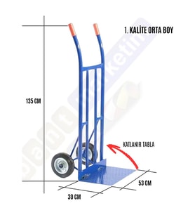 Orta Boy Katlanır Tablalı Yük Ve Koli Taşıma El Arabası