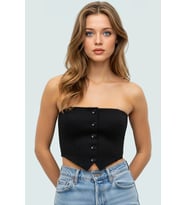 Polyester Karışımlı Straplez Fitted Crop Bluz Yazlık Şıklık Premium Kalite Kaliteli İşçilik