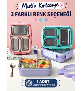 Vagon Life Lunch Box 620 ML Tek Kat Üç Bölmeli Metal Kaşıklı