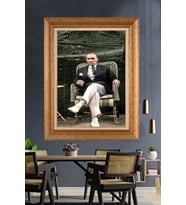 Altın Varaklı Çerçeveli Paspartulu Atatürk Tablo nh267 (Gold)