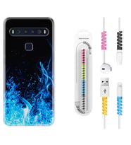 TCL 10L 10 Plus 10SE 20E 20SE 30SE L7 Kılıf Kablo Koruma Spiral Silikon Blue Fire 1678