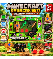 Minecraft Temalı Köpek Figürlü Oyuncak Seti Stantlı Karakter ve Aksesuarlar 3+ Yaş