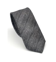 Gri Kırcıllı Desenli Füme Dokuma Kumaş Mendilli Slim Fit Kravat // SDK-2501-3