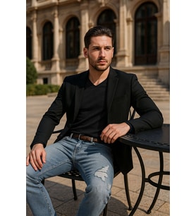 Erkek Dizi Yırtık Regular Fit Jean Pantolon Mavi