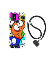 Infinix Hot 10 Kılıf Silikon Desen Boyun Askılı Sevimli Canavarlar 1699