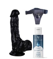 Censan Belden Bağlamalı Kayganlaştırıcı Set Noctis 18cm Siyah Dildo No:5
