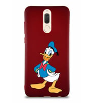 Huawei Mate 10 Lite Soft Premier Kapak Donald Duck-C Tasarımlı Silikon Kılıf - Mürdüm (Şeffaf)