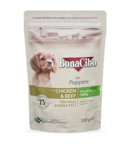 Bonacibo Pouch Tavuklu Dana Etli Yavru Köpek Konservesi 100 GR
