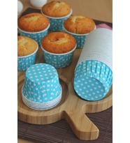 25 Adet Mavi Puantiyeli Cupcake Kek Kapsülü