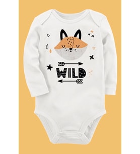 Organik Baskılı Pamuklu Unisex Bebek Body UZUNE176