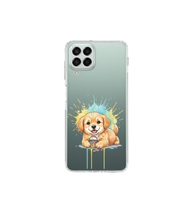Samsung Galaxy M33 ile Uyumlu Splash Köpek Tasarımlı Şeffaf Silikon Kılıf