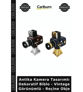 Özel Üretim Nostaljik Antika Kamera Tasarımlı Dekoratif Biblo - Vintage Görünümlü - Reçine Obje