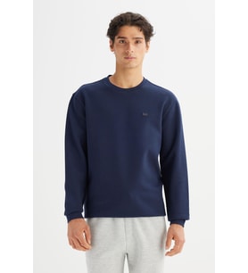 Erkek Baskılı Sweatshirt DarKNavy