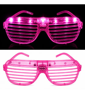 Led Işıklı Panjur Parti Gözlüğü Pembe Renk Shutter Gözlük