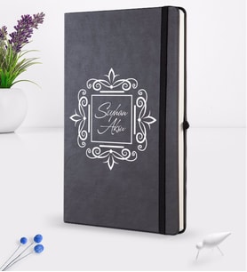 BK Gift Kişiye Özel İsimli Siyah Termo Deri Defter 16x24cm Model 1