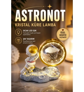 Astronot Kristal Küre Gece Lambası LED Dekoratif Masa Lambası Ay Temalı Işıklı Masa Lambası Ortam Işığı