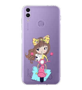 Huawei Honor 8c Uyumlu Kamera korumalı Kapak Vespagirl Tasarımlı  Şeffaf Kılıf