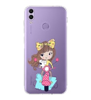 Huawei Honor 8c Uyumlu Kamera korumalı Kapak Vespagirl Tasarımlı  Şeffaf Kılıf