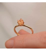 14 Ayar Altın Sarı Lotus Çiçeği Yüzük