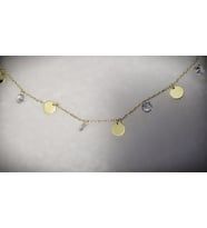Pullu Gold Renk 925 Ayar Gümüş Kolye / Gerdanlık