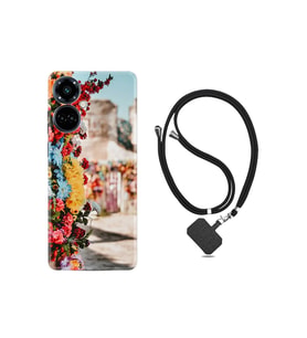 Camon 19 Pro Kılıf Ipli Boyun Askılı Desenli Silikon Gerçek Çiçekler 1743