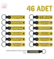 Sarı & Gri, Kurumsal İmajınızı Yansıtan Hediyelik 46'lı Set, Firma İsimli Deri Anahtarlık