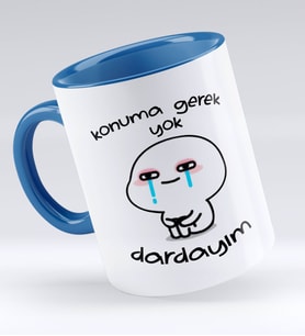 Bk Gift Dardayım Tasarımlı Mavi Kupa Bardak - Model 1
