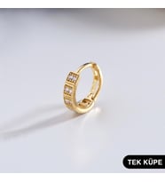 14 Ayar Altın Tek Minik Taşlı Halka Küpe 0,60 gr