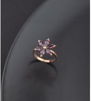 925 Ayar Gümüş Lotus Çiçeği Yüzüğü (Mor)