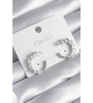 Pirinç Gümüş Renk Zirkon Taşlı Kadın Küpe 5886 - SSSSSS4833-6019