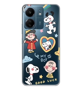 Xiaomi Redmi 13C Uyumlu Snoopy Tasarımlı Şeffaf Telefon Kılıfı