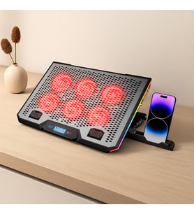 15.6\" Laptop Soğutucu - 6 Fan, RGB, LCD Dijital Kontrol, 2 USB