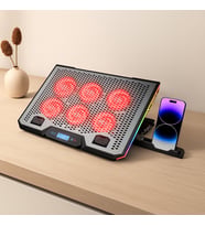 15.6\" Laptop Soğutucu - 6 Fan, RGB, LCD Dijital Kontrol, 2 USB