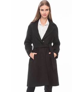 Dewberry Kadın Viskon Karışımlı Palto Siyah Z6511 Günlük Dış Giyim, Katmanlı Kombin, Kazak ve Gömlek Kombini