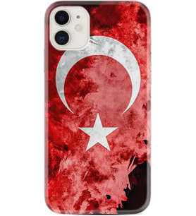 Apple iPhone 11 12 13 Mini Kılıf Desemli Silikon Şanlı Türk Bayrağı 1315