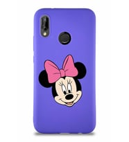 Huawei P20 Lite Soft Premier Kapak Minnie Mouse-C Tasarımlı Silikon Kılıf - Mor (Şeffaf)