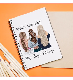 3 Kız Arkadaş Tasarımlı Kişiye Özel Defter