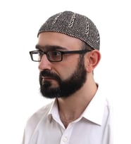 Baba Günü Hediyesi - Siyah Taş Kışlık Çift Renk Kadife Namaz Takkesi